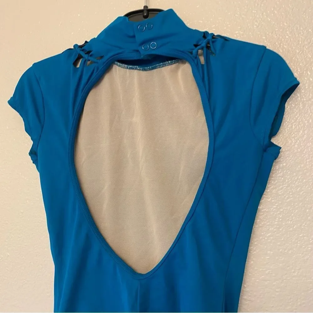 WEISSMAN Balera Dance Costume Woven Mock Neck Leotard MT10942 Teal LC child